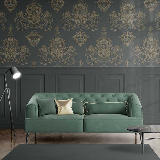 Lionheart Wallpaper - Green - The Graduate Collection - ST001LIONGREEN - Premier Wallcovering