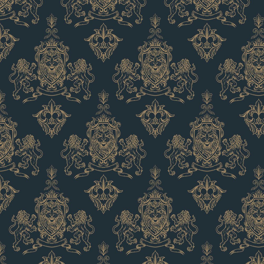 Lionheart Wallpaper - Navy Blue - The Graduate Collection - ST001LIONBLUE - Premier Wallcovering