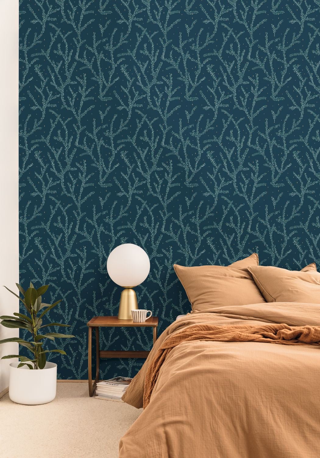 Little Woods Wallpaper - Bleu Nuit - Caselio - 102946679 - Premier Wallcovering