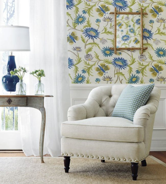 Lizette Wallpaper - Navy & Cream - Thibaut - T36100 - Premier Wallcovering