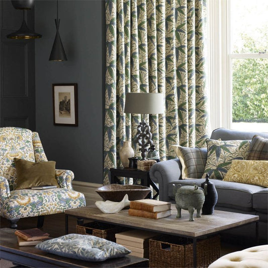 Lodden Fabric - Indigo/Mineral - Morris & Co - 222521 - Premier Wallcovering