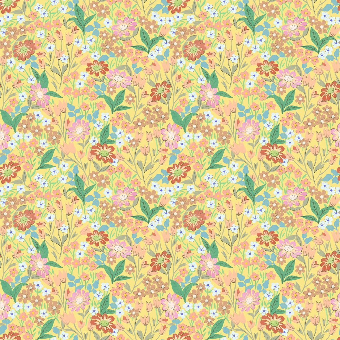 Lola, Petit Wallpaper - Yellow - Summer Gray - Premier Wallcovering
