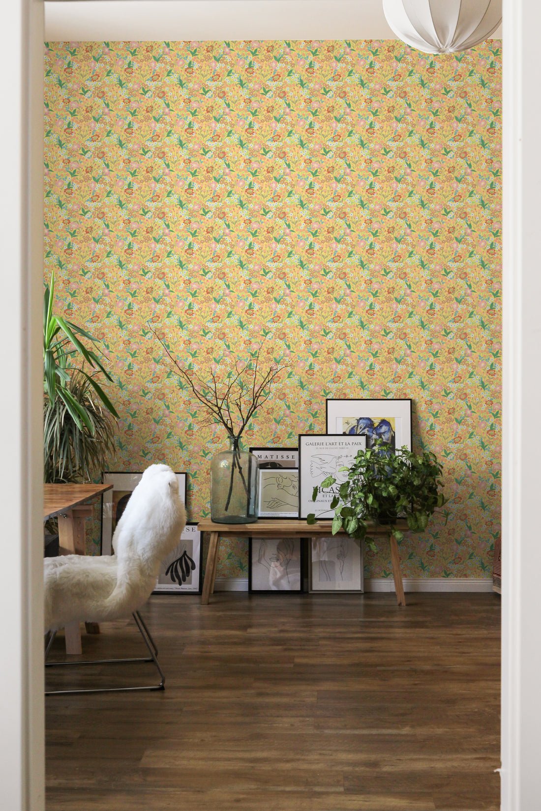 Lola, Petit Wallpaper - Yellow - Summer Gray - Premier Wallcovering
