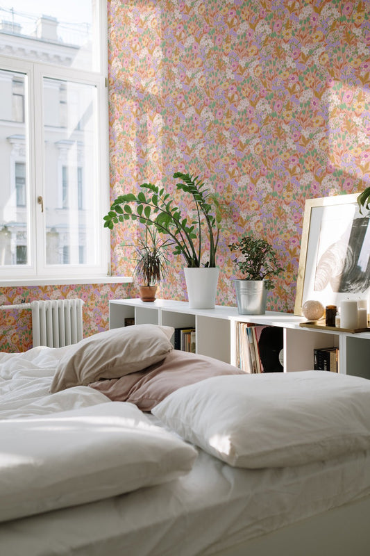 Lola, Petit Wallpaper - Apricot - Summer Gray - Premier Wallcovering