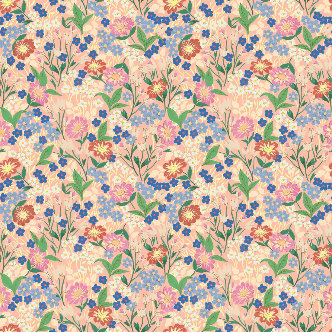 Lola, Petit Wallpaper - Peach - Summer Gray - Premier Wallcovering