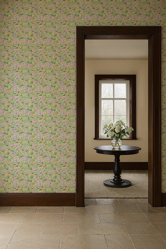 Lola, Petit Wallpaper - Lemon - Summer Gray - Premier Wallcovering