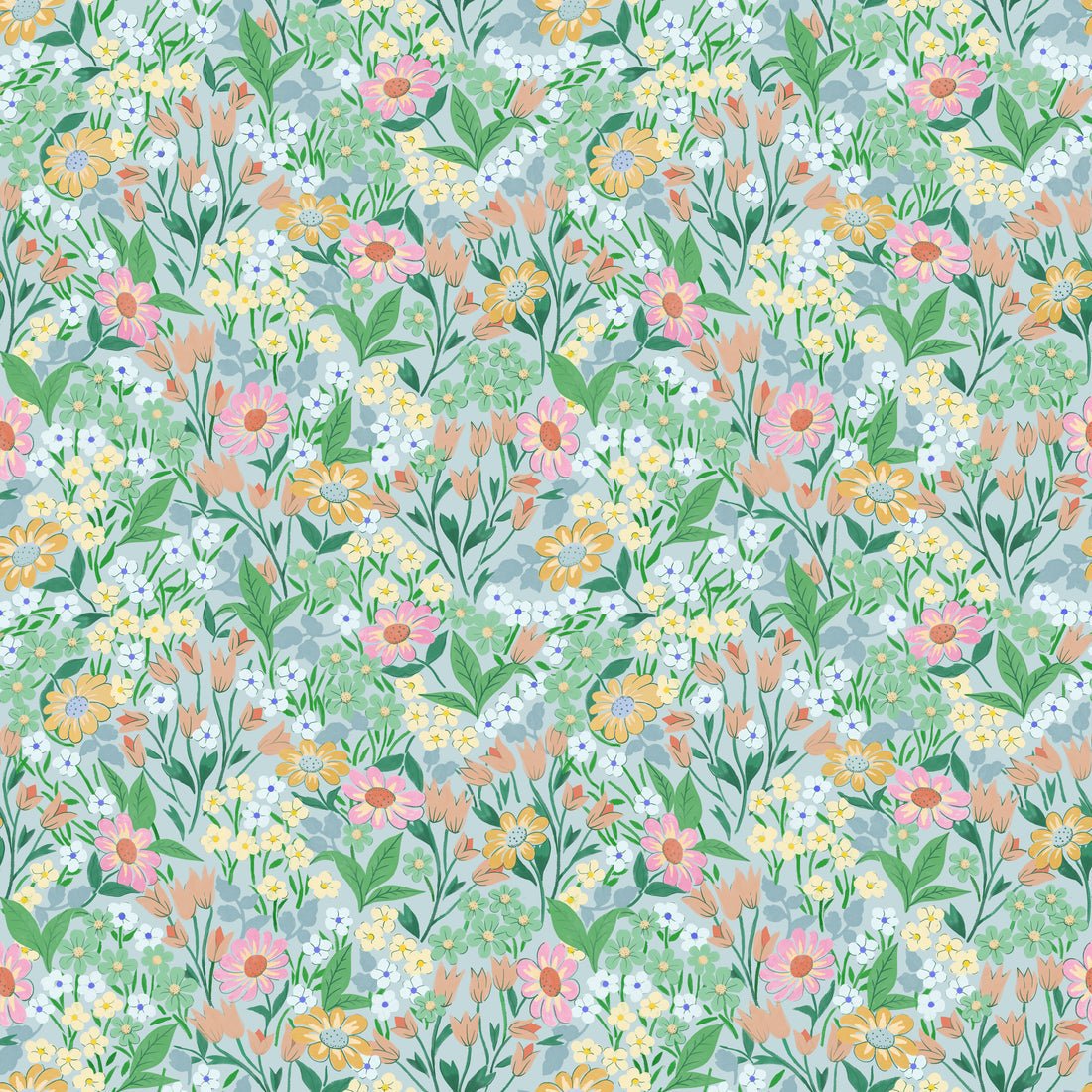 Lola, Petit Wallpaper - Turquoise - Summer Gray - Premier Wallcovering