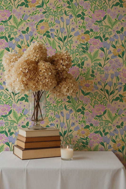 Lola Wallpaper - Lemon - Summer Gray - Premier Wallcovering