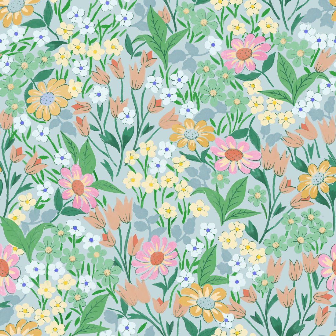 Lola Wallpaper - Turquoise - Summer Gray - Premier Wallcovering