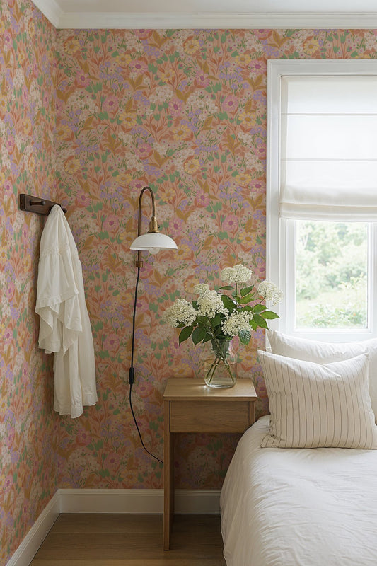Lola Wallpaper - Apricot - Summer Gray - Premier Wallcovering