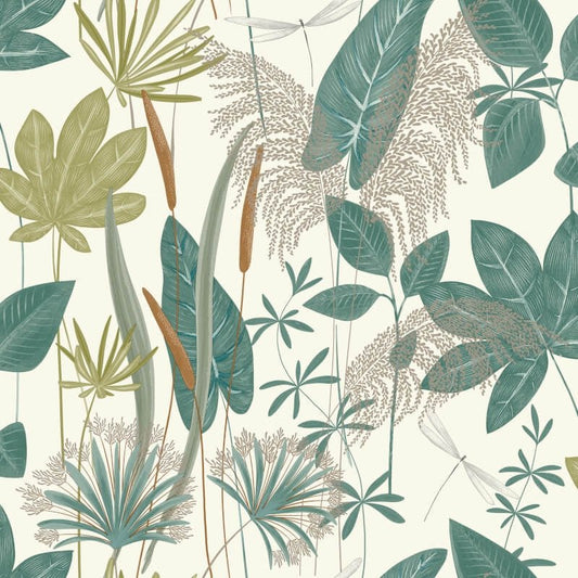 Loma Floral Wallpaper - Green - Grandeco - A70702 - Premier Wallcovering