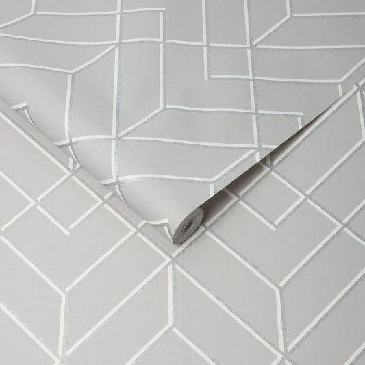 Losanges Filaires Wallpaper - Silver - Superfresco Easy - 106155 - Premier Wallcovering
