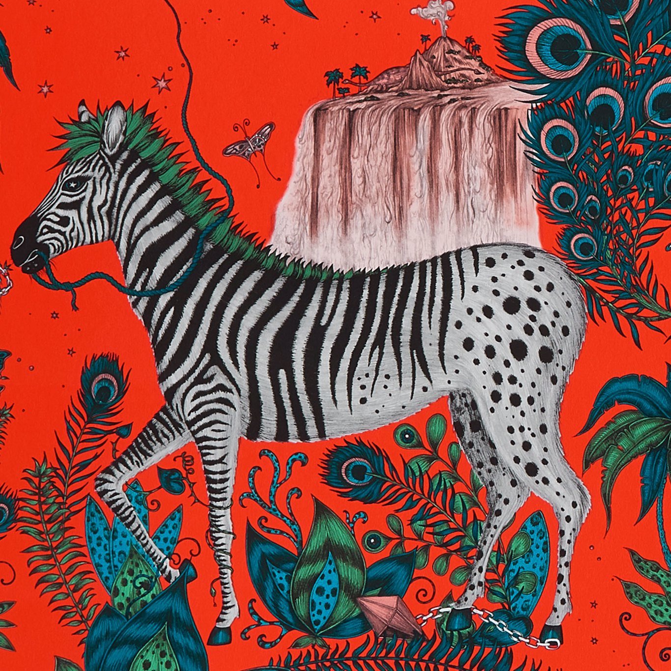 Lost World Wallpaper - Red - Clarke & Clarke - Emma J Shipley - W0117/05 - Premier Wallcovering