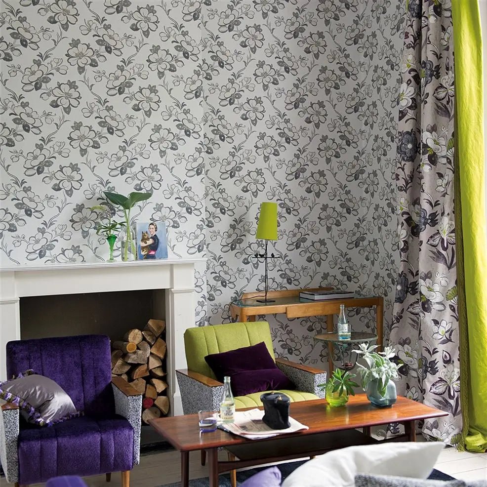 Lotus Flower Wallpaper - Oyster - P571/01 - Designers Guild - Premier Wallcovering