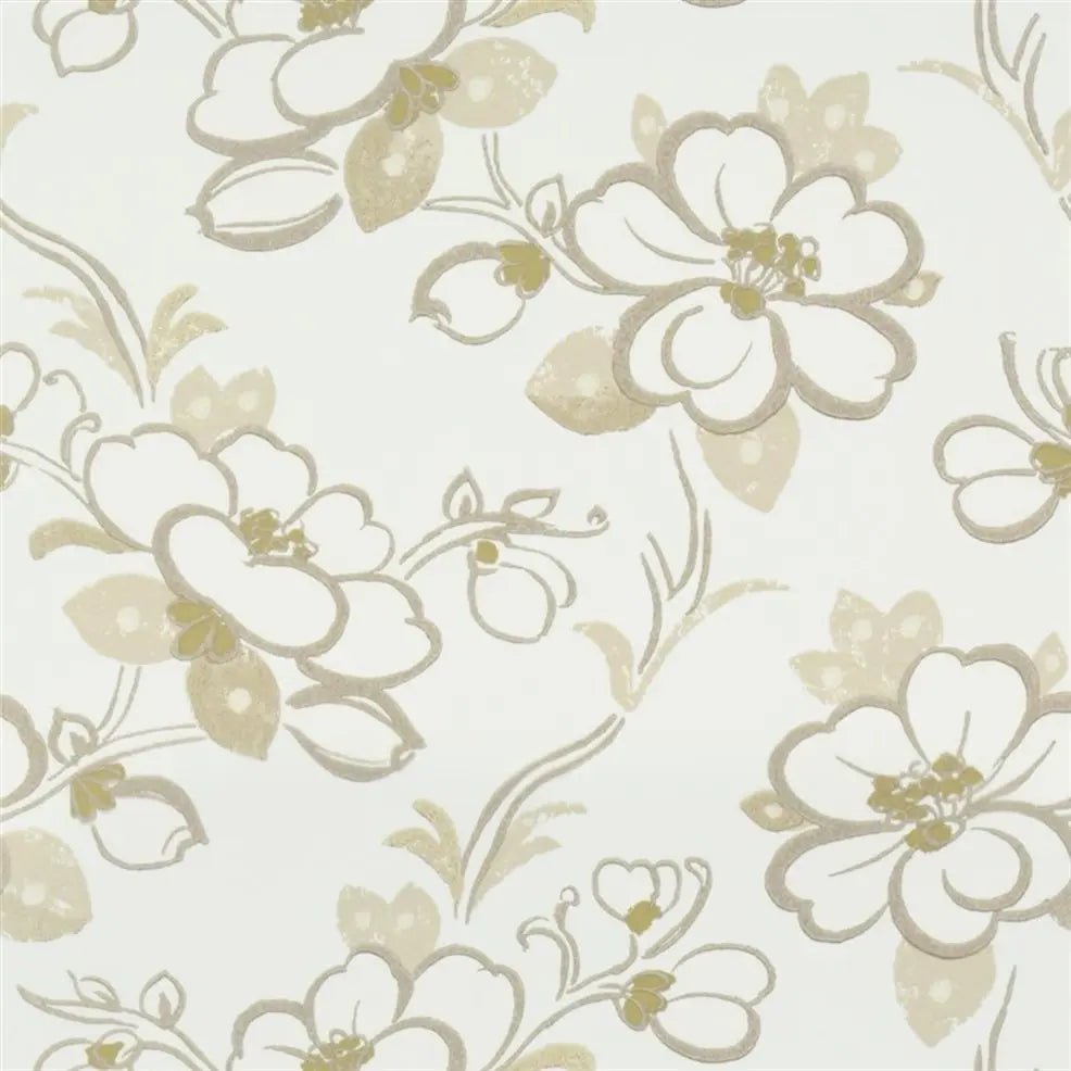 Lotus Flower Wallpaper - Oyster - P571/01 - Designers Guild - Premier Wallcovering