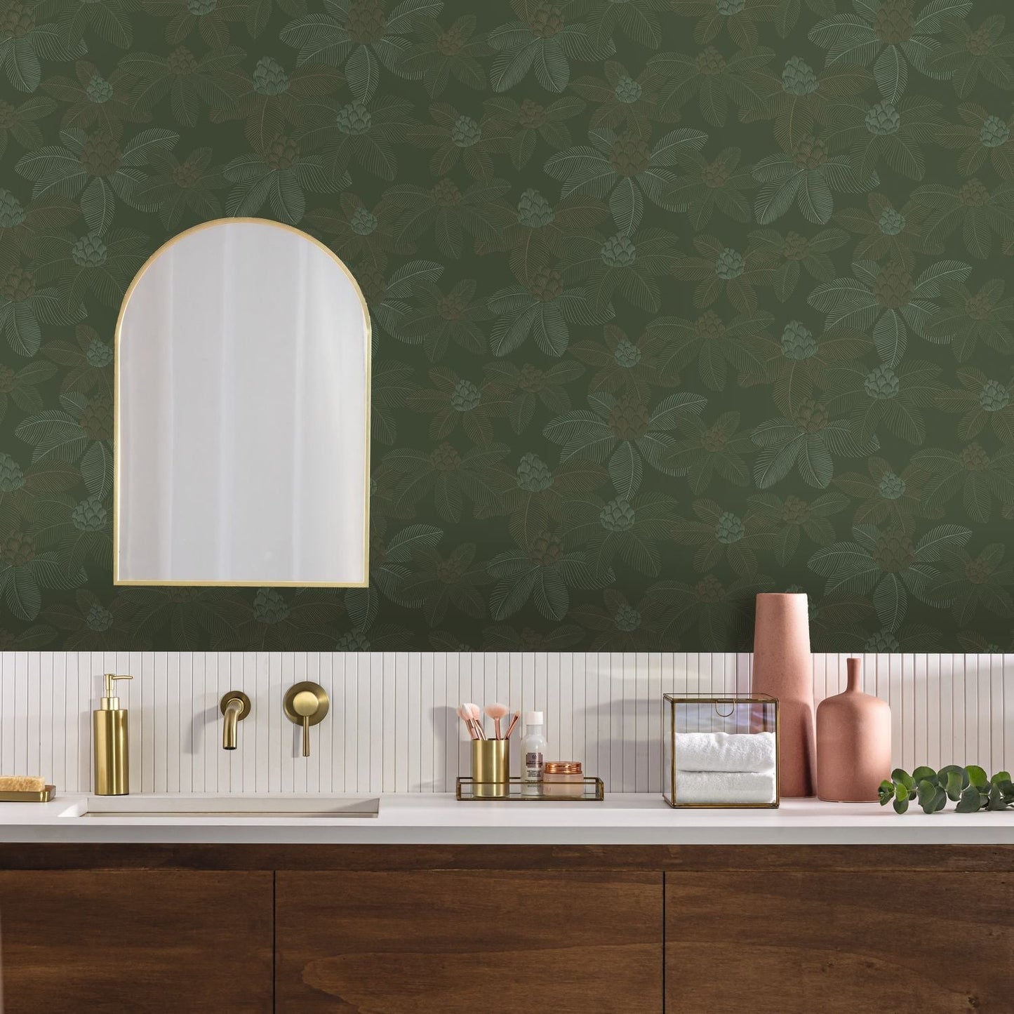 Lotus Wallpaper - Vert anglais - Caselio - 106657290 - Premier Wallcovering