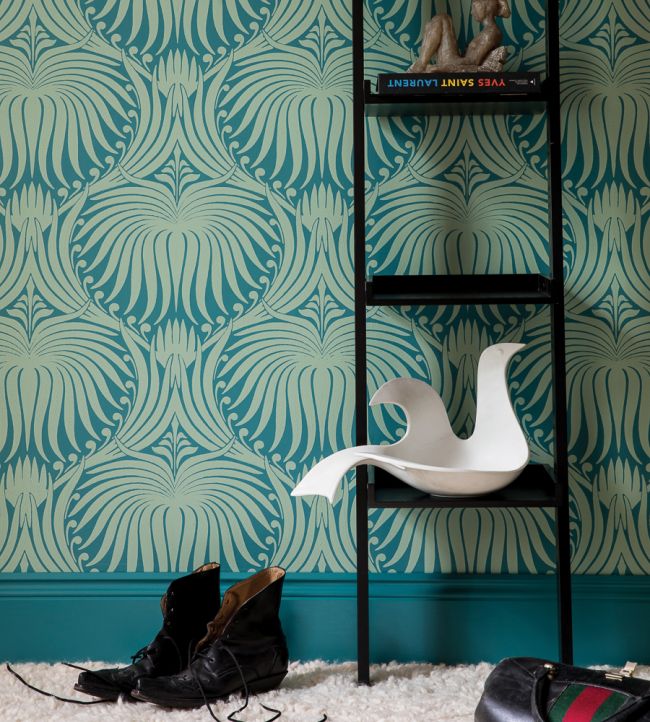 Lotus Wallpaper - Green - 2064 - Farrow & Ball - Premier Wallcovering