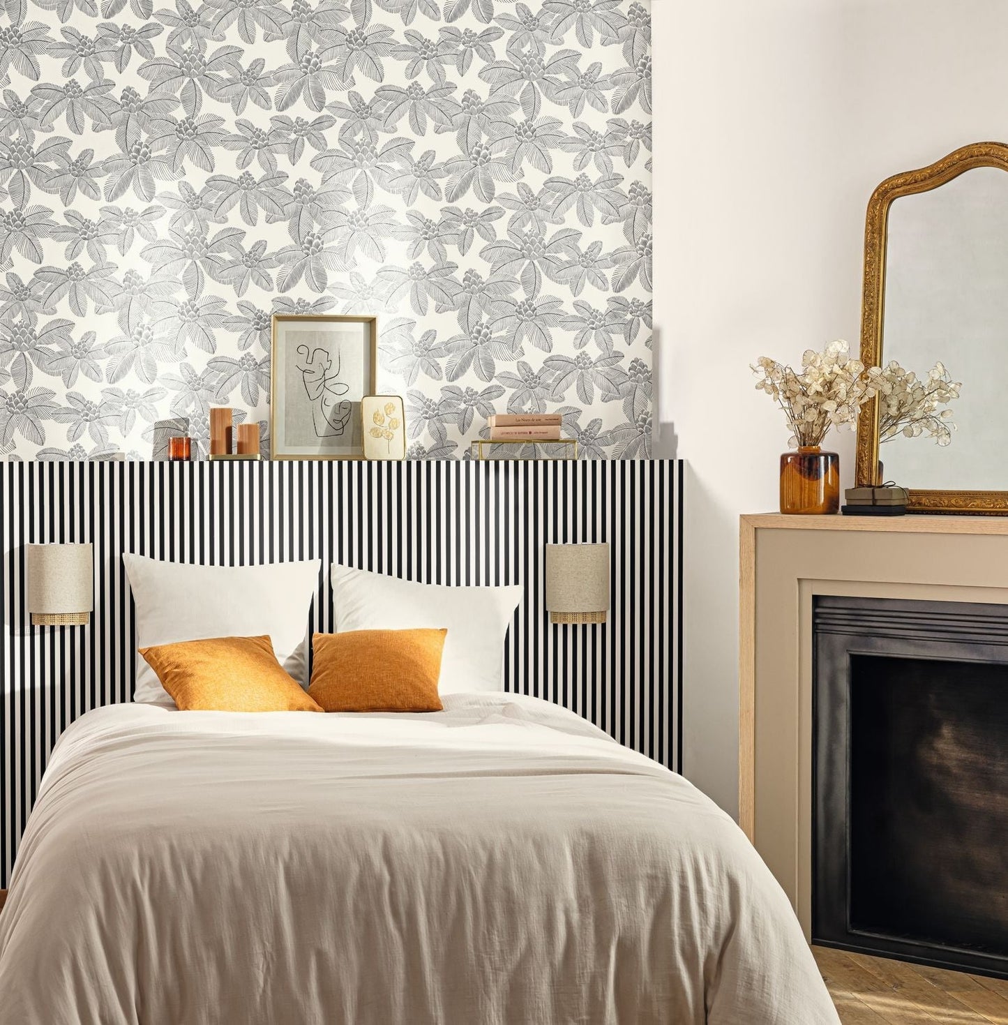 Lotus Wallpaper - Noir blanc - Caselio - 106650956 - Premier Wallcovering