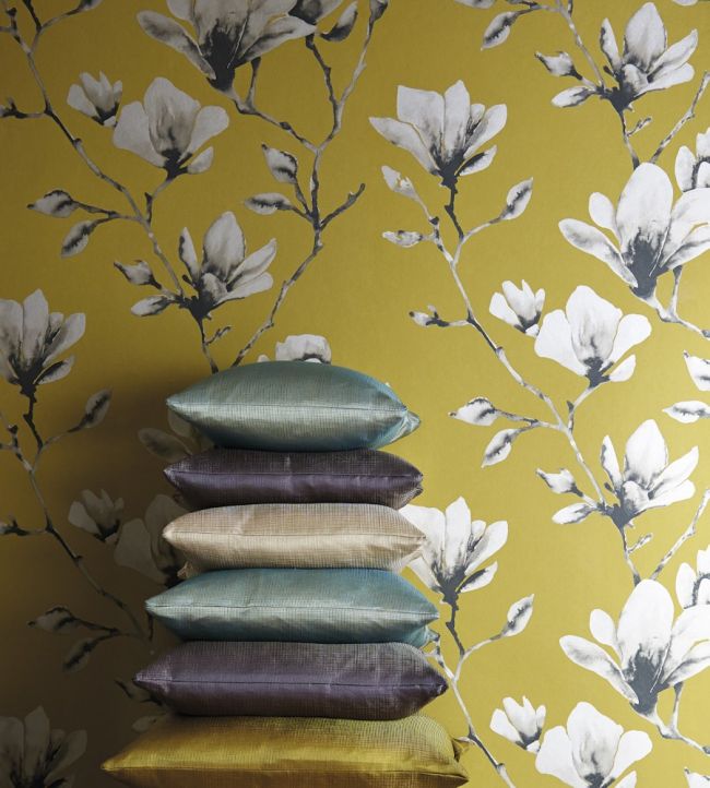 Lotus Wallpaper - Mustard - HMOW110879 - Harlequin - Premier Wallcovering