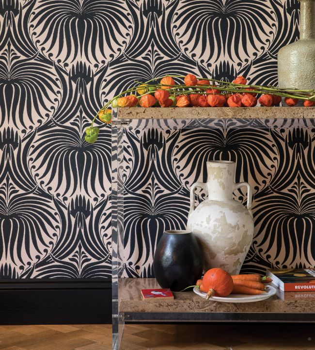Lotus Wallpaper - Black - 2063 - Farrow & Ball - Premier Wallcovering