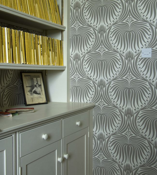 Lotus Wallpaper - Charleston Gray - 2011 - Farrow & Ball - Premier Wallcovering