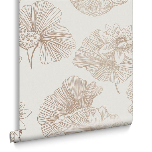 Lotus Wallpaper - Cream - Graham & Brown - 105934 - Premier Wallcovering