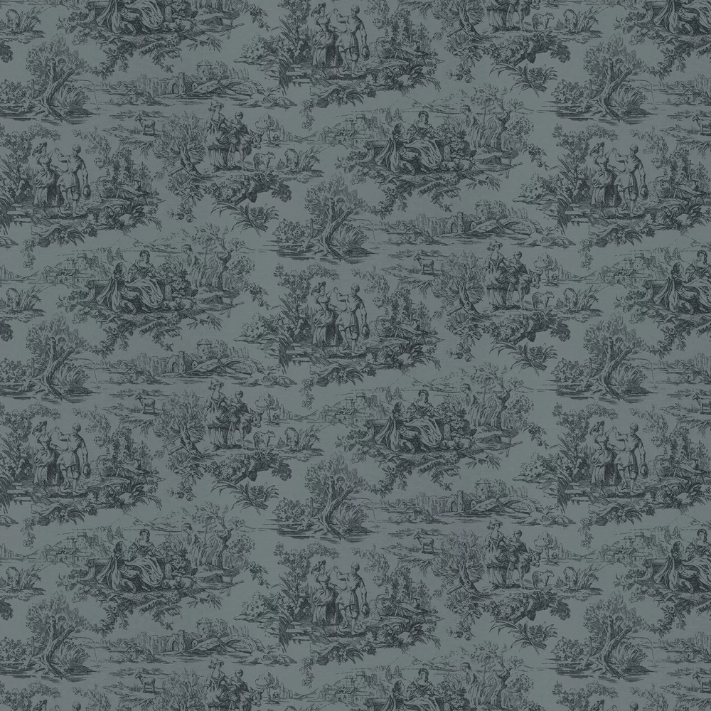 Lovers Toile Wallpaper - Hicks’ Blue - Little Greene - 0263LOHICKS - Premier Wallcovering