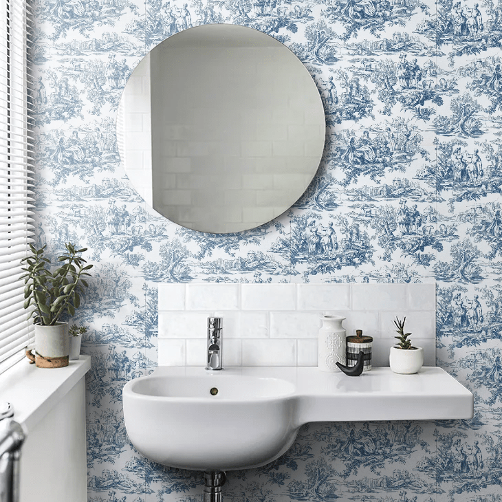 Lovers Toile Wallpaper - Mazarine - Little Greene - 0263LOMAZAR - Premier Wallcovering