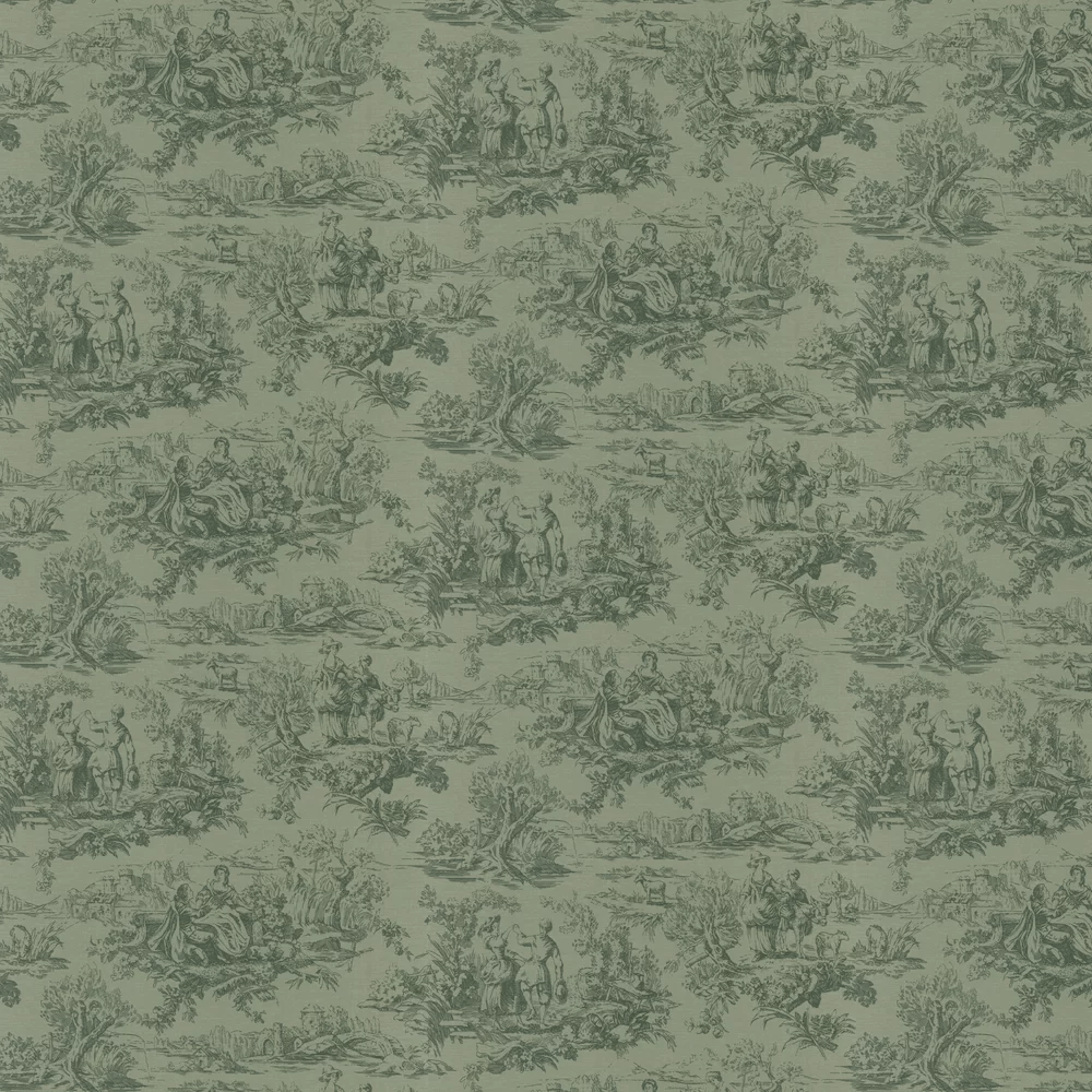 Lovers Toile Wallpaper - Dark Brunswick Green - Little Greene - 0263LODARKB - Premier Wallcovering
