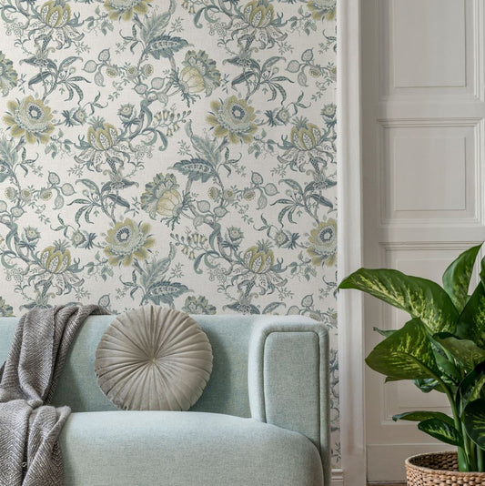 Loxley Wallpaper - Blue Mirage - Timothy Wilman - TW2546 - Premier Wallcovering
