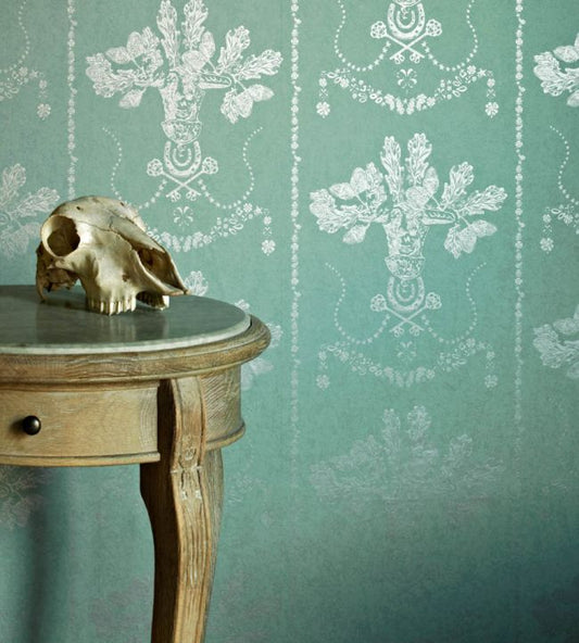 Lucky Charms Wallpaper - Graphite on Denim - BG0600101 - Barneby Gates - Premier Wallcovering