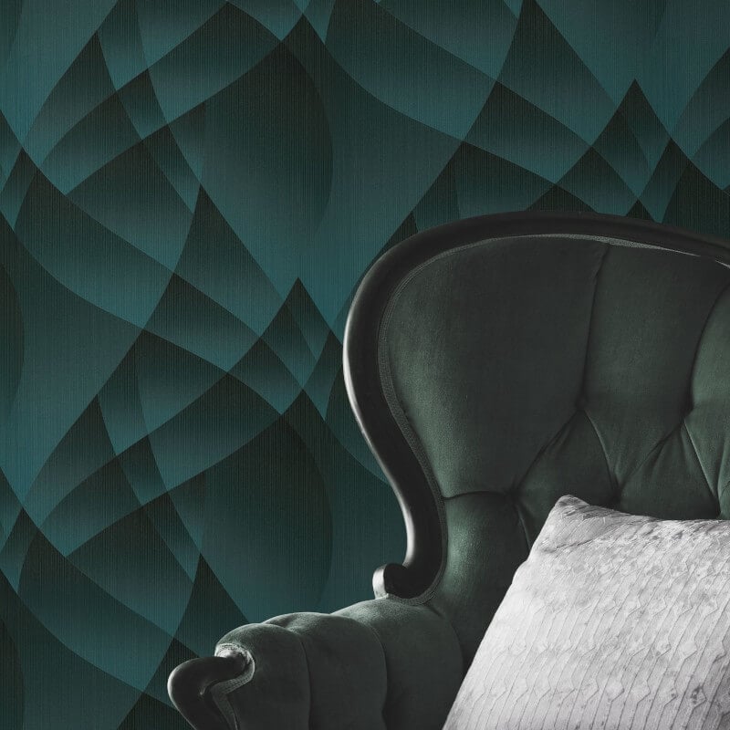 Lumina Geometric Metallic Wallpaper - Turquoise - Erismann - 10374 - 18 - Premier Wallcovering