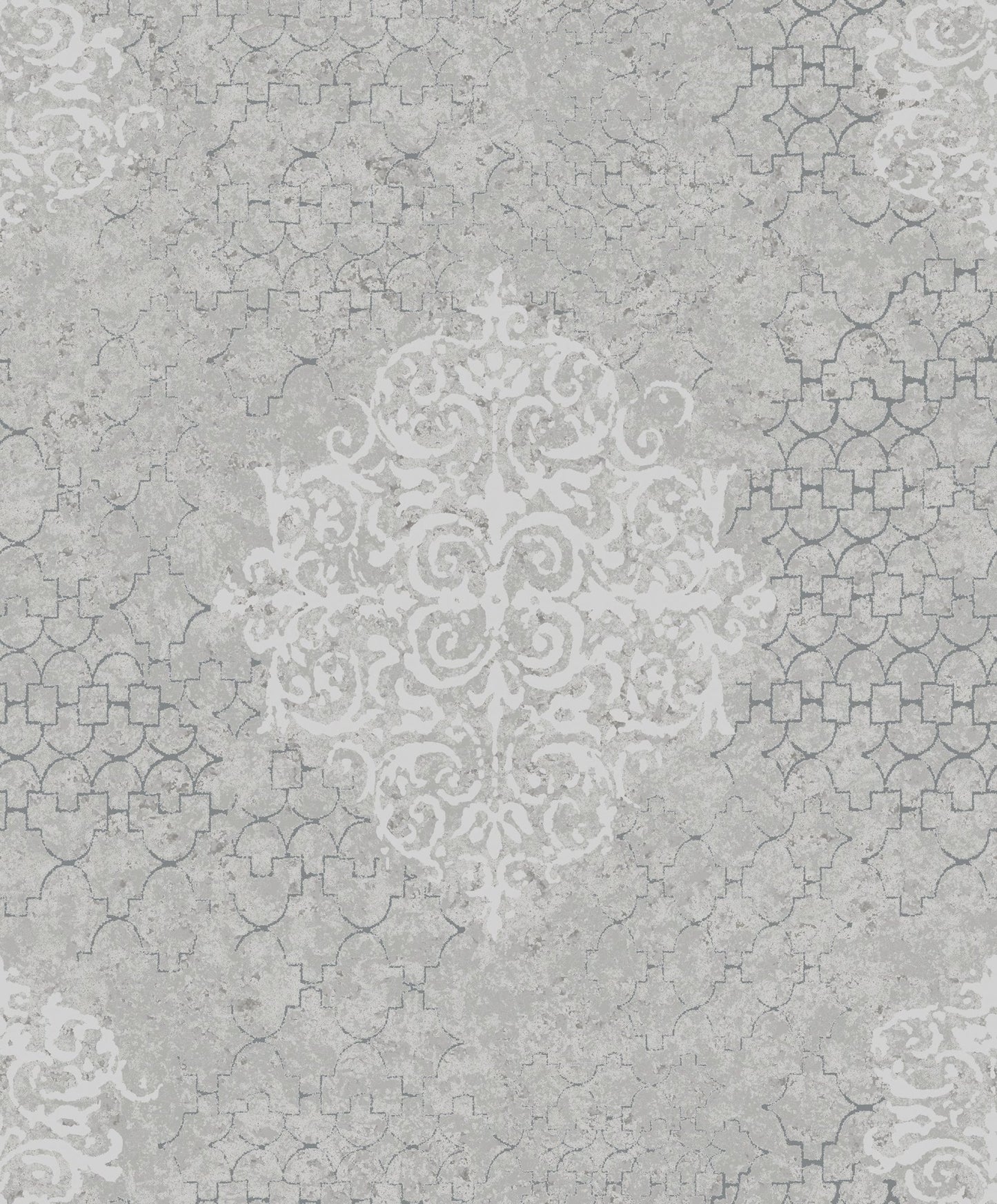 Lustre Damask Mottled Wallpaper - Silver Grey - Galerie - CM2483 - Premier Wallcovering