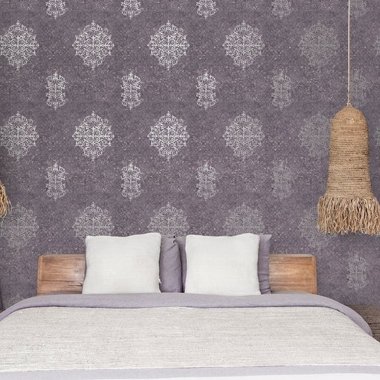 Lustre Damask Mottled Wallpaper - Purple Lilac - Galerie - CM2481 - Premier Wallcovering