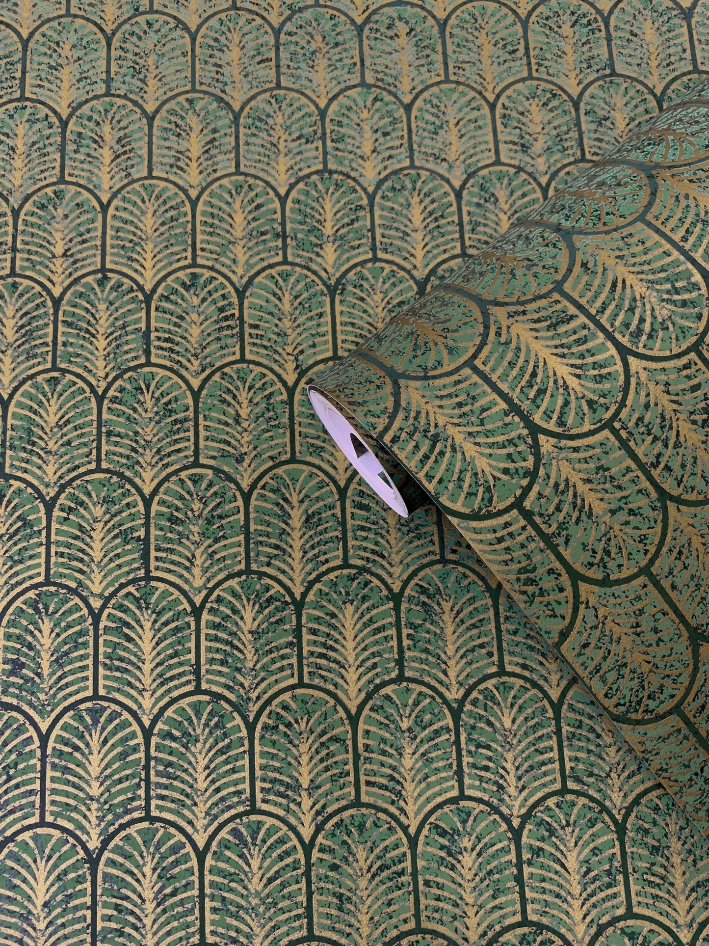 Lustre Geo Arch Wallpaper - Dark Green - Galerie - F - VL6006 - Premier Wallcovering