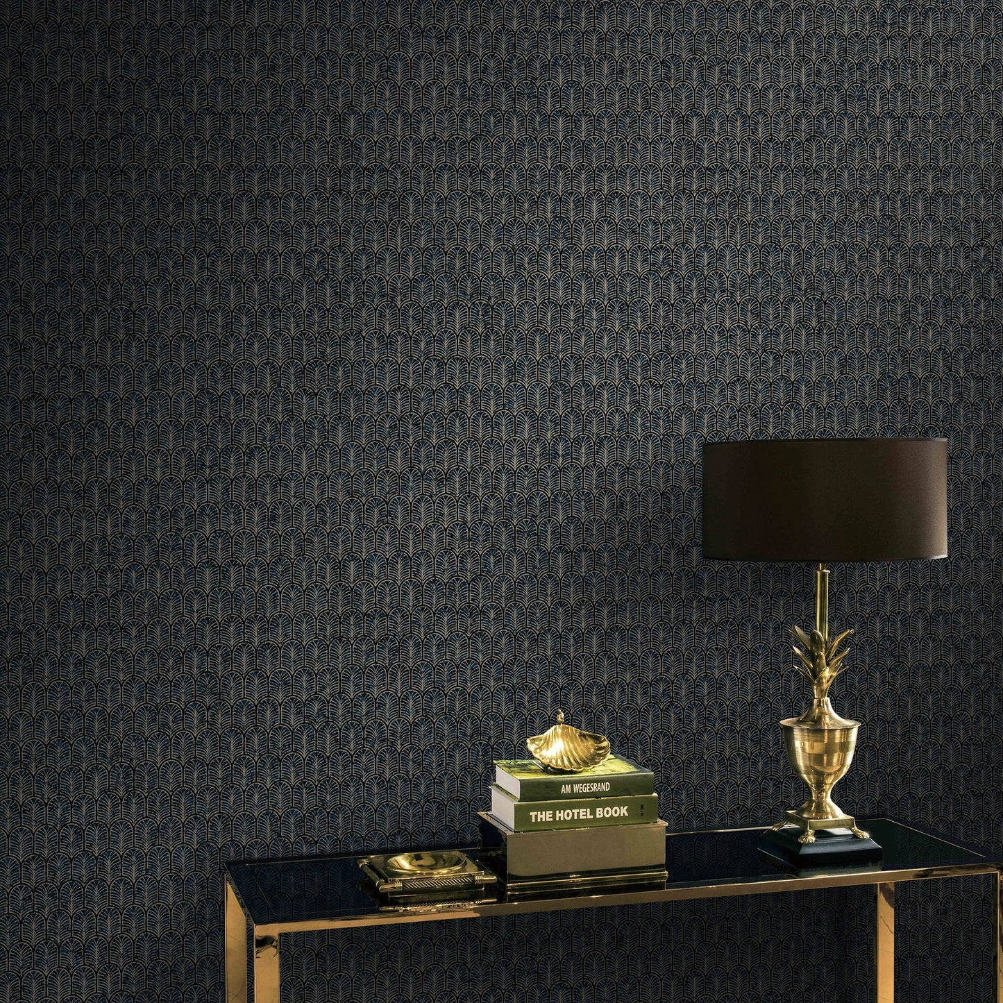 Lustre Geo Arch Wallpaper - Blue - Galerie - F - VL6007 - Premier Wallcovering