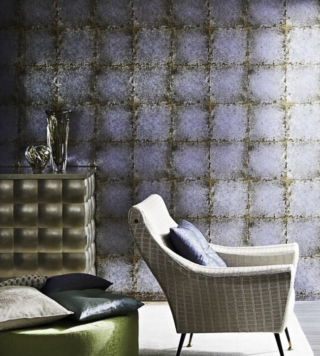 Lustre Tile Wallpaper - Sapphire - ZTOT312832 - Zoffany - Premier Wallcovering