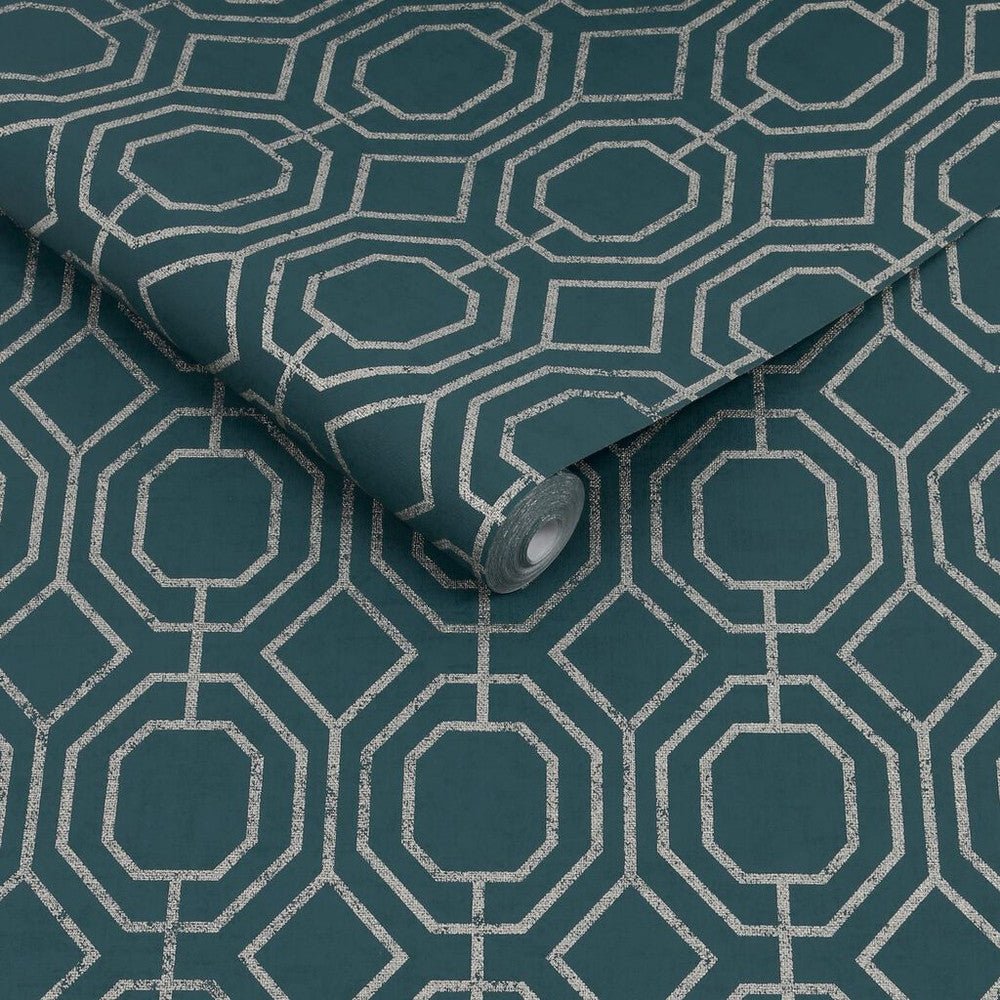 Luxe Geo Wallpaper - Teal - Superfresco Easy - 115933 - Premier Wallcovering