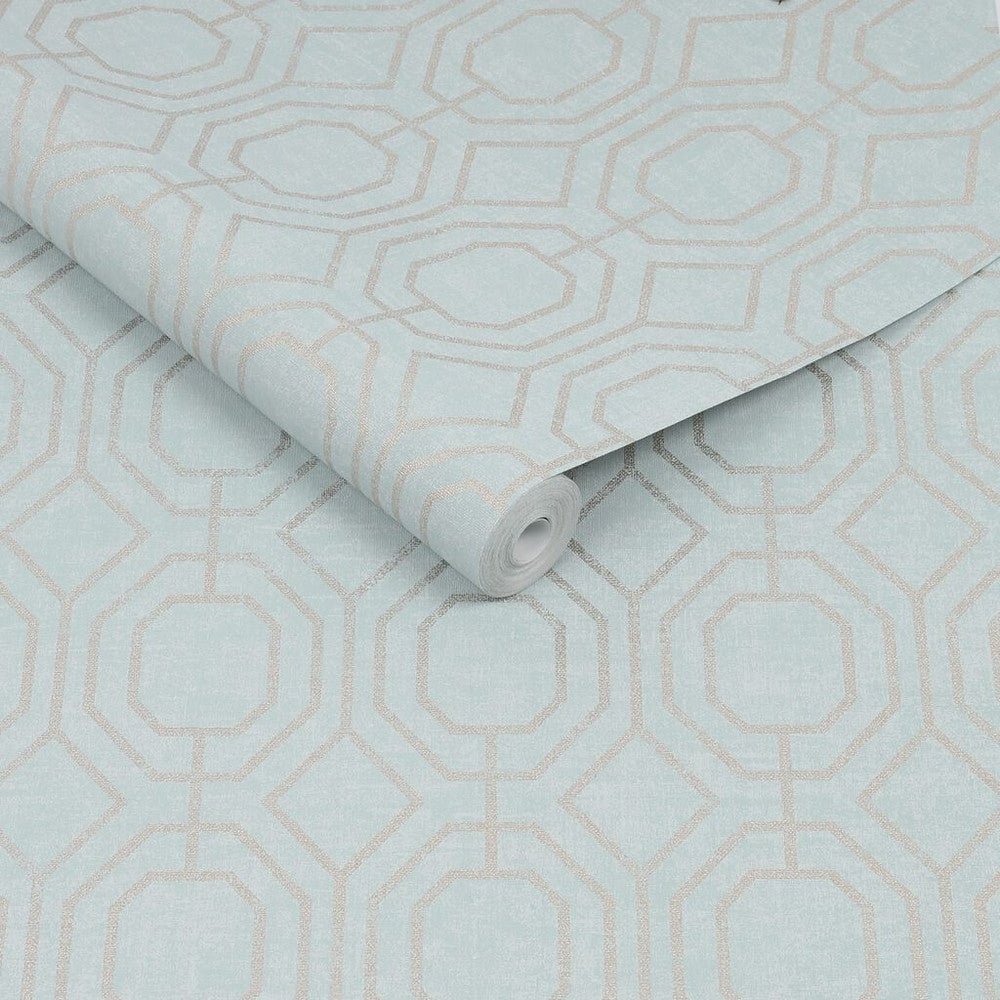 Luxe Geo Wallpaper - Duck Egg - Superfresco Easy - 115934 - Premier Wallcovering