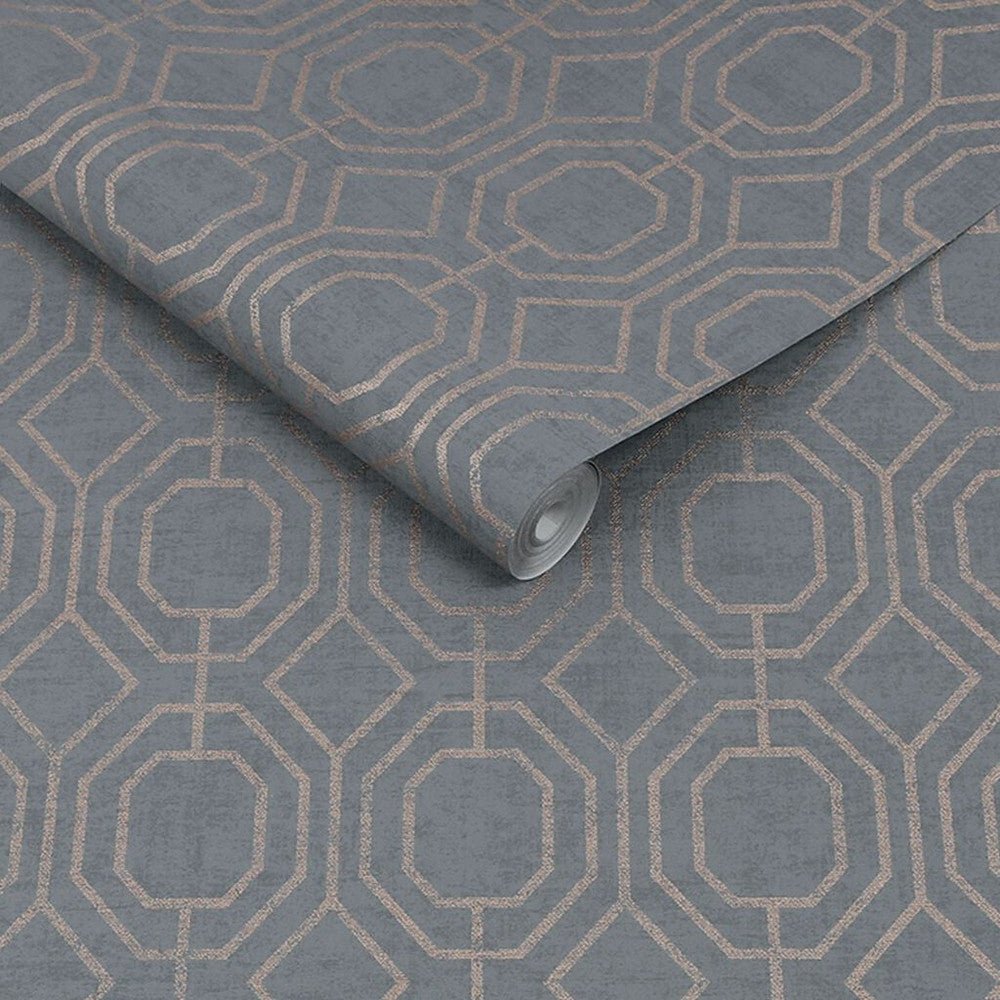 Luxe Geo Wallpaper - Charcoal - Superfresco Easy - 115932 - Premier Wallcovering
