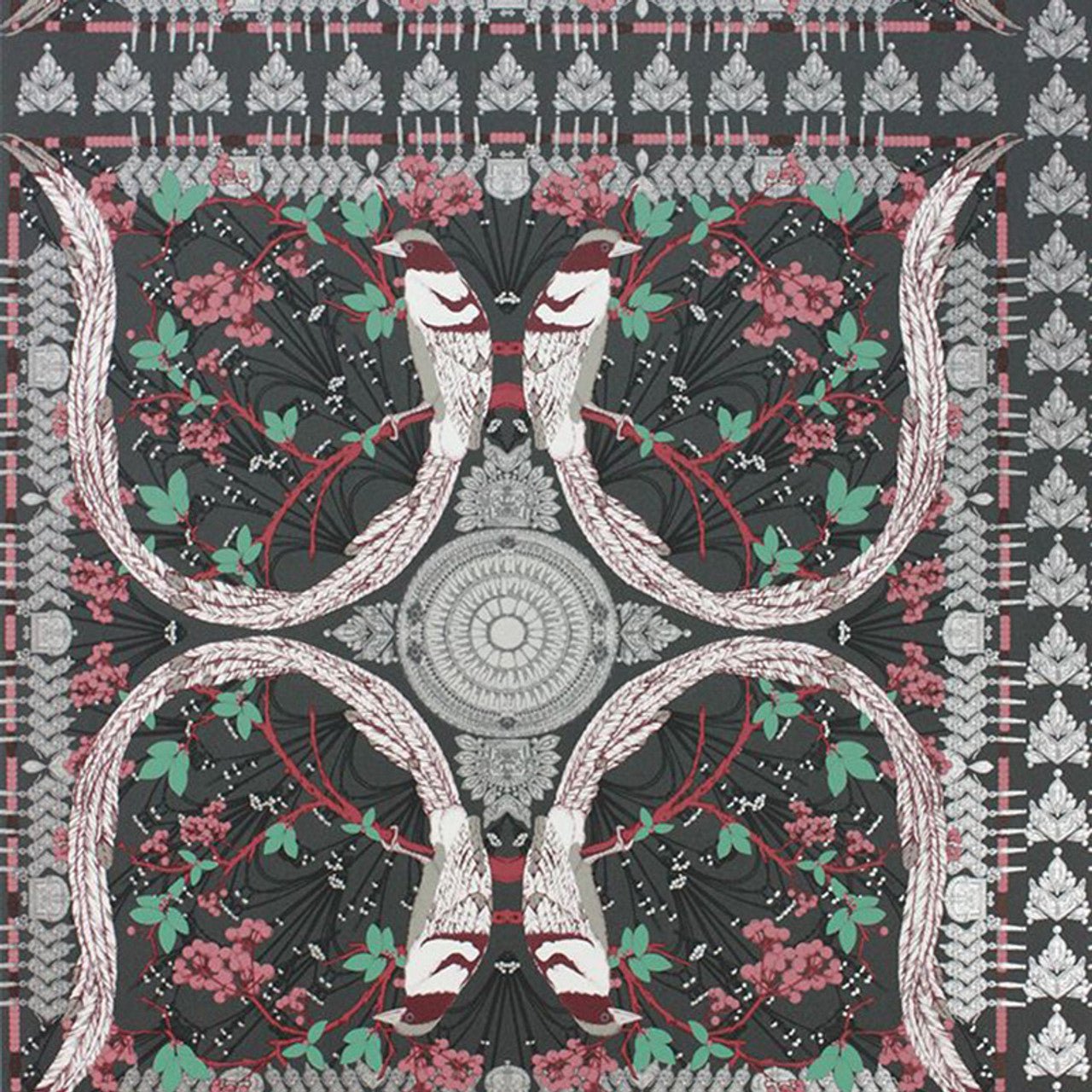 Lyrebird Wallpaper - Black - Matthew Williamson - W7143/04 - Premier Wallcovering