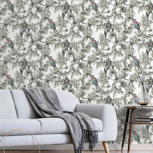 Macaw Eden Wallpaper - White - Ted Baker - 13085 - Premier Wallcovering