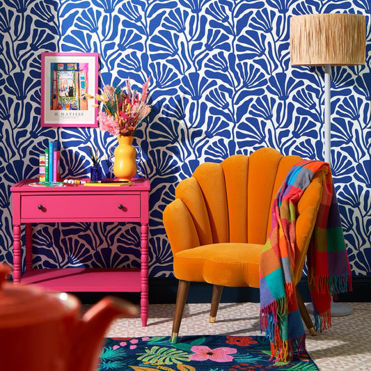Mad for Matisse Wallpaper - Cobalt Blue & White - Lust Home - LH900488 - Premier Wallcovering