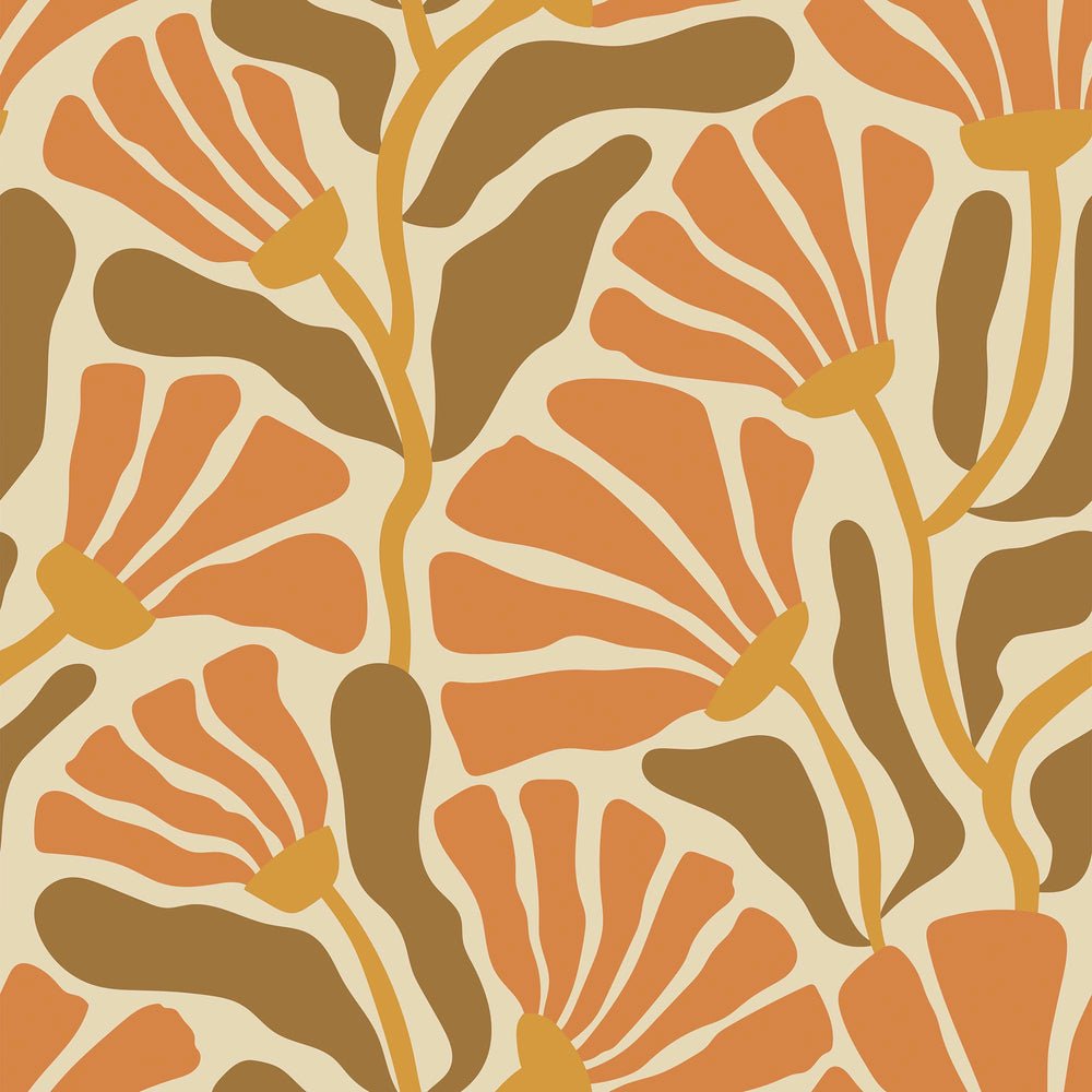 Mad for Matisse Wallpaper - Earthy Orange, Toffee & Mustard - Lust Home - LH900504 - Premier Wallcovering