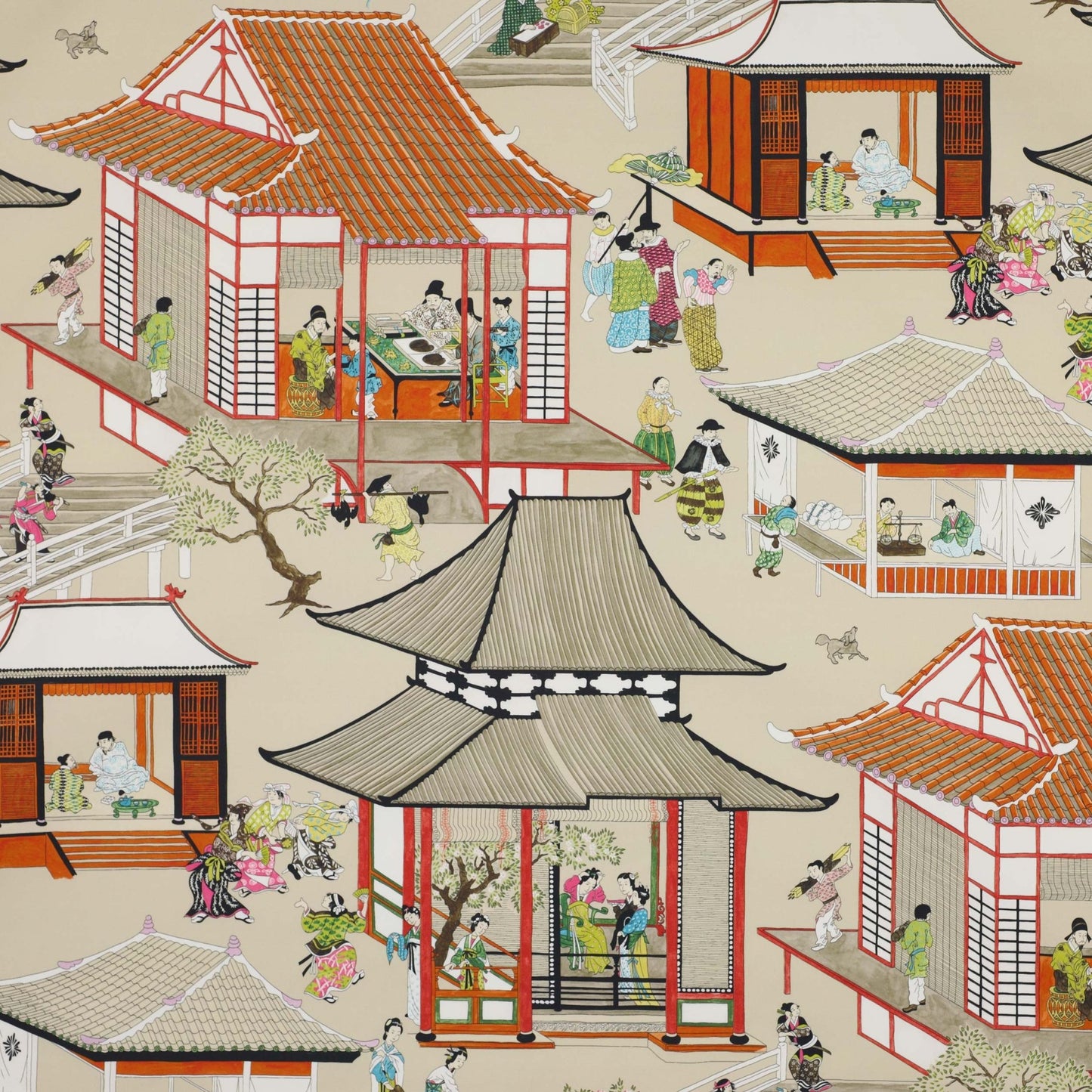 Madame Butterfly Fabric - Rouge de Chine - Manuel Canovas - 04805/01 - Premier Wallcovering