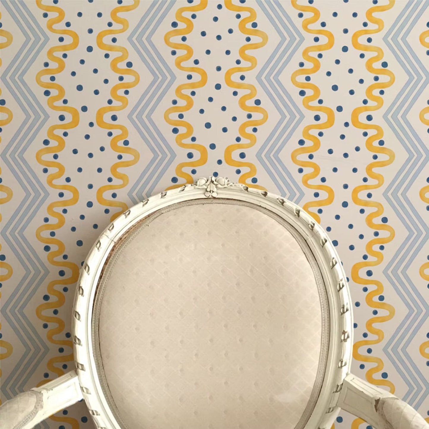 Madame Ziggle Wallpaper - Yellow and Blue - Ottoline - W/MZ/101/4 - Premier Wallcovering