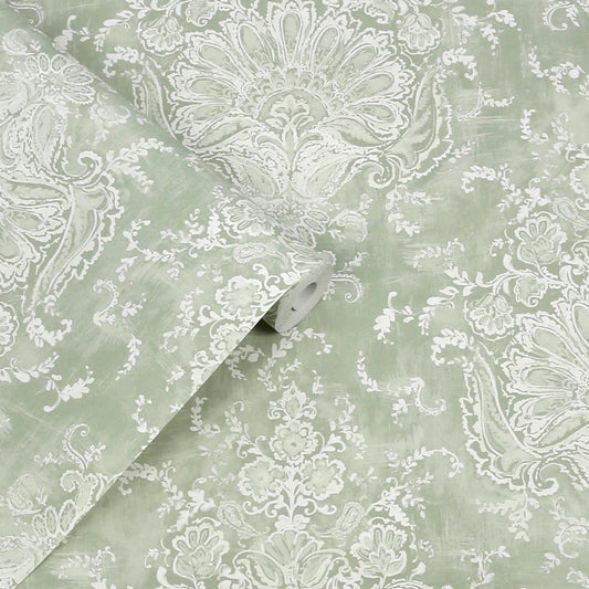 Maddox Wallpaper - Sage - Laura Ashley - 130105 - Premier Wallcovering