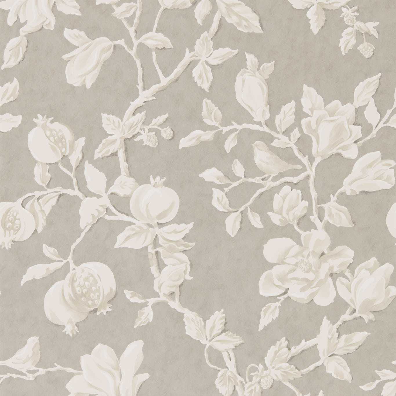 Magnolia & Pomegranate Wallpaper - Silver/Linen - DWOW215722 - Sanderson - Premier Wallcovering