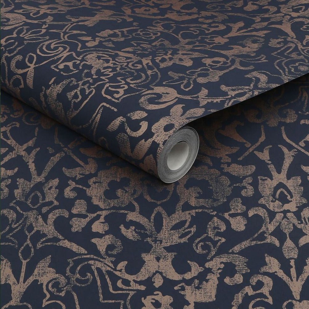 Majestic Damask Wallpaper - Navy - Next - 118294 - Premier Wallcovering