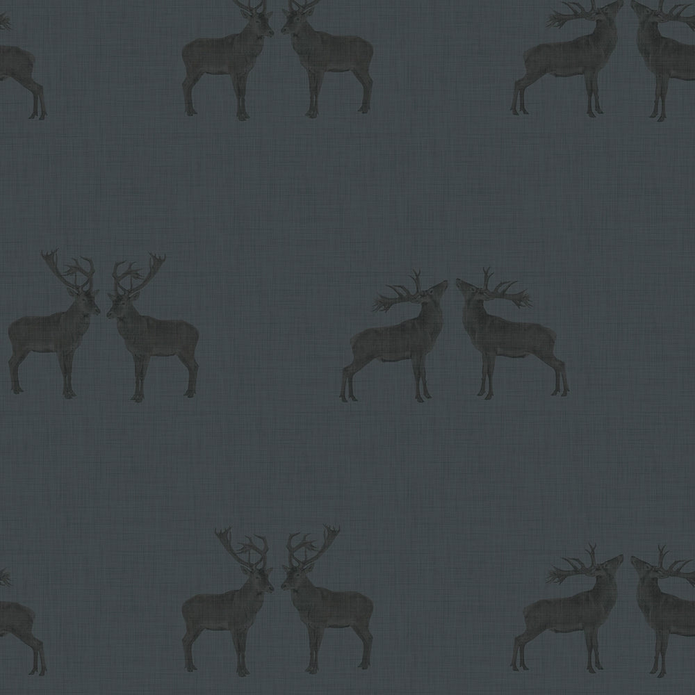 Majestic Stag Wallpaper - Oxford Blue - LAN100251 - Lucie Annabel - Premier Wallcovering